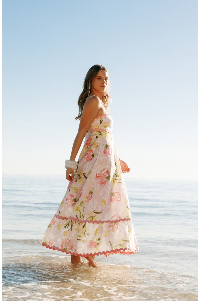 Layla Floral Cotton & Linen Maxi Sundress, Alternate, color, ACACIA BLOSSOM