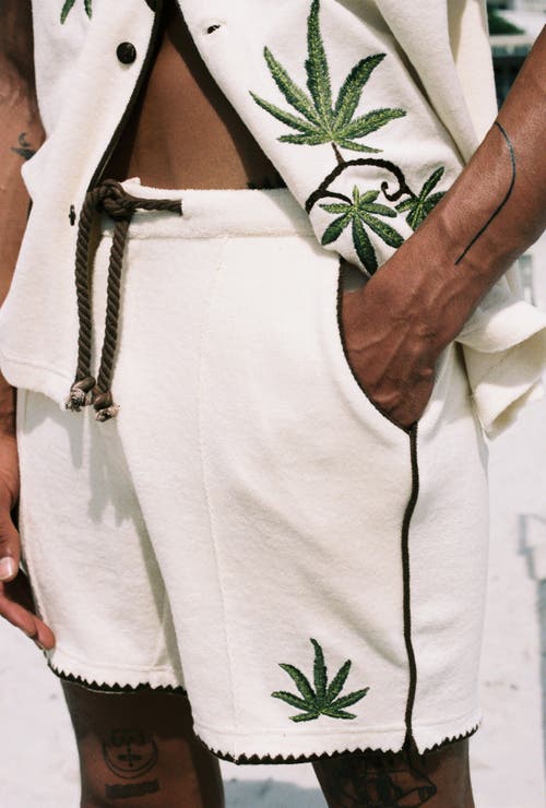 Tombolo 'cabannabis' Cabana Shorts In Ivory