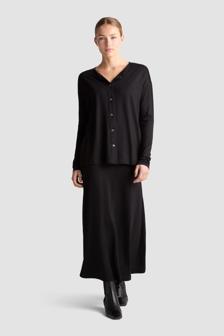 Giza Button Front Jersey Cardigan, Main, color, Black