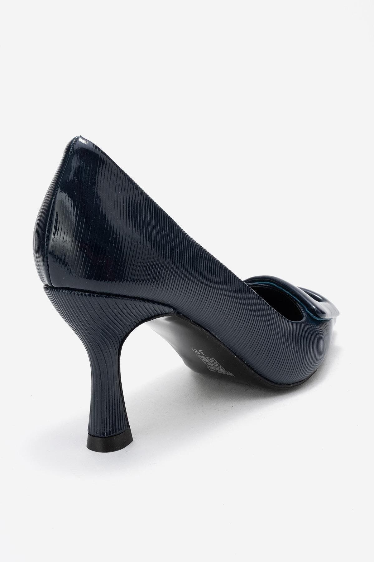 Astra Buckle Pointed Toe Pump, Alternate, color, Navy