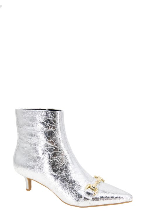 Bcbg Darmena Pointed Toe Kitten Heel Bootie In Silver