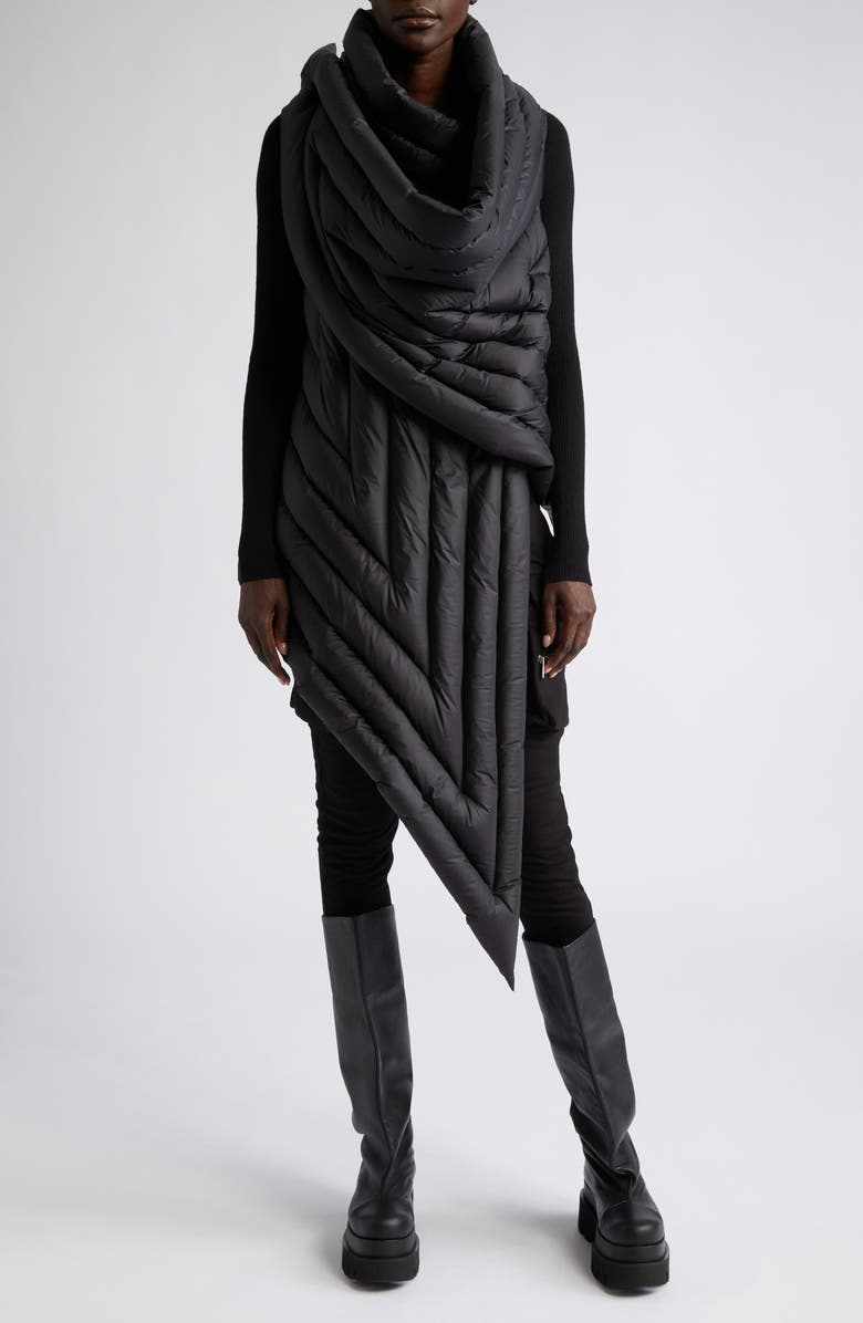 Rick Owens Gleam Scarf Down Puffer Vest, Main, color, 