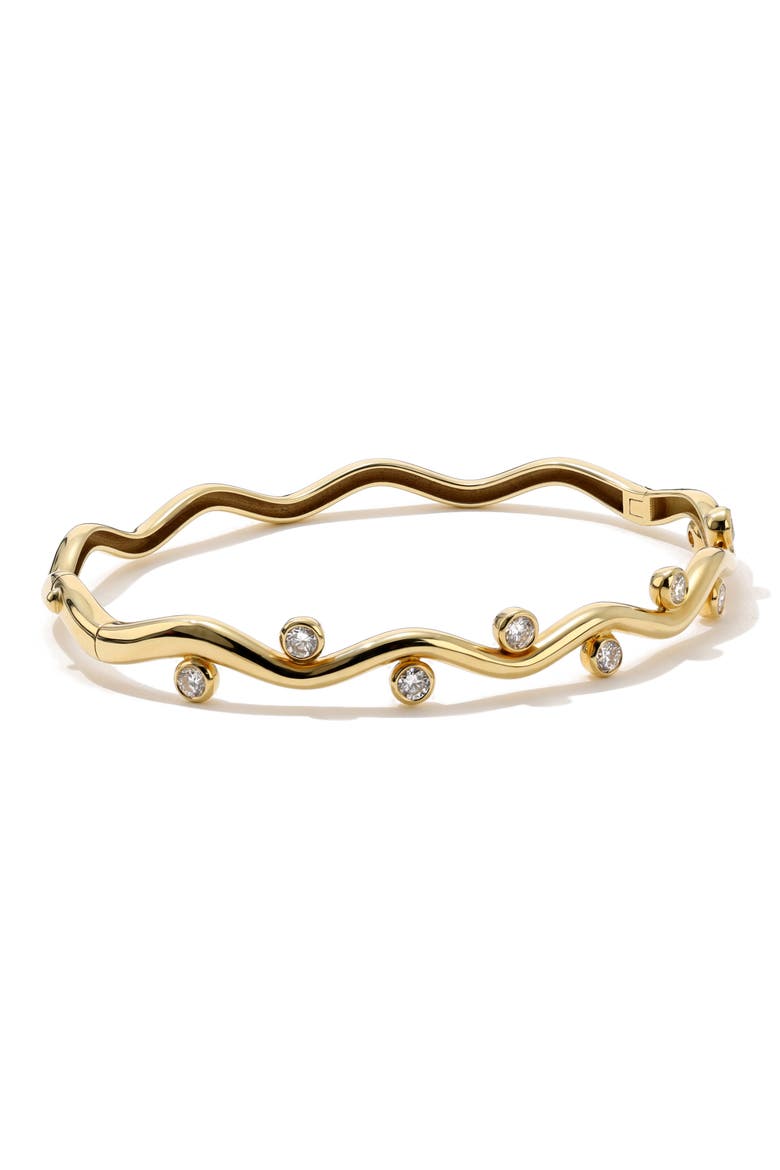 18K Gold Riva Wavy Bangle, Main, color, DIAMOND