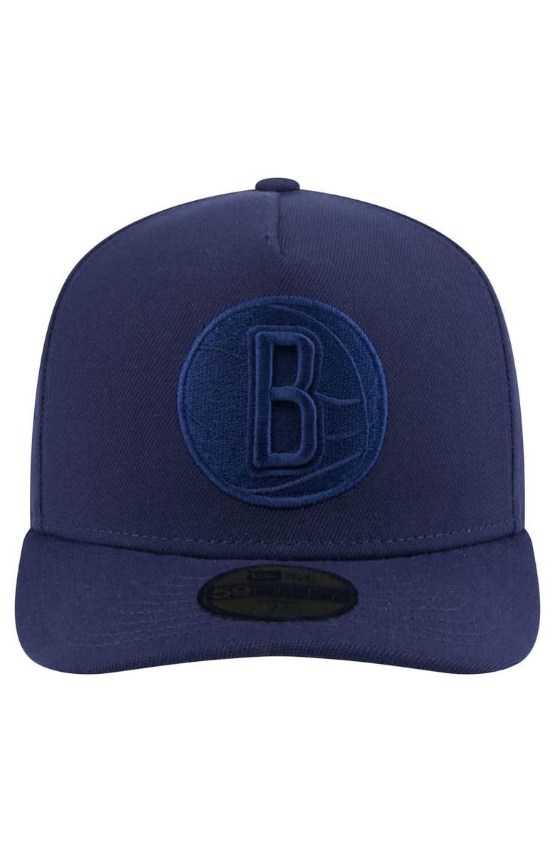 New Era Men's New Era  Navy Brooklyn Nets Colorpack A-Frame Pinch Front 59FIFTY Fitted Hat, Alternate, color, 