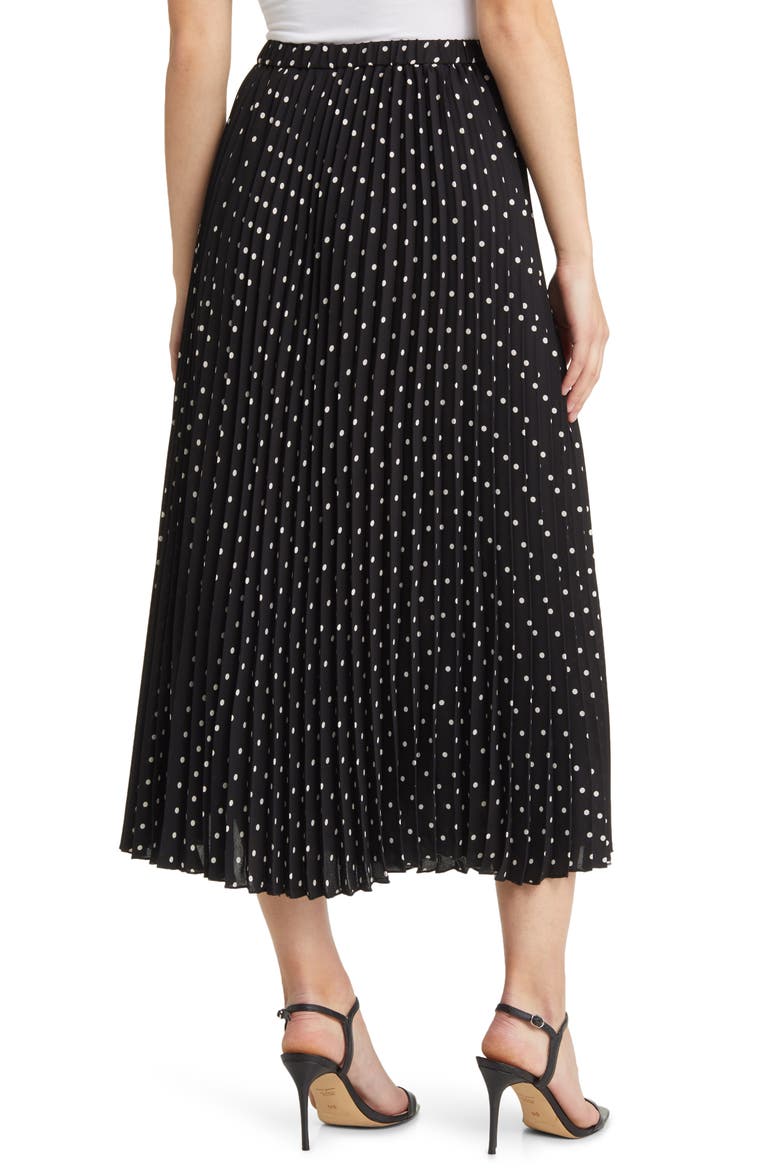Polka Dot Pleat Midi Skirt, Alternate, color, ANNE BLACK/ ANNE WHITE