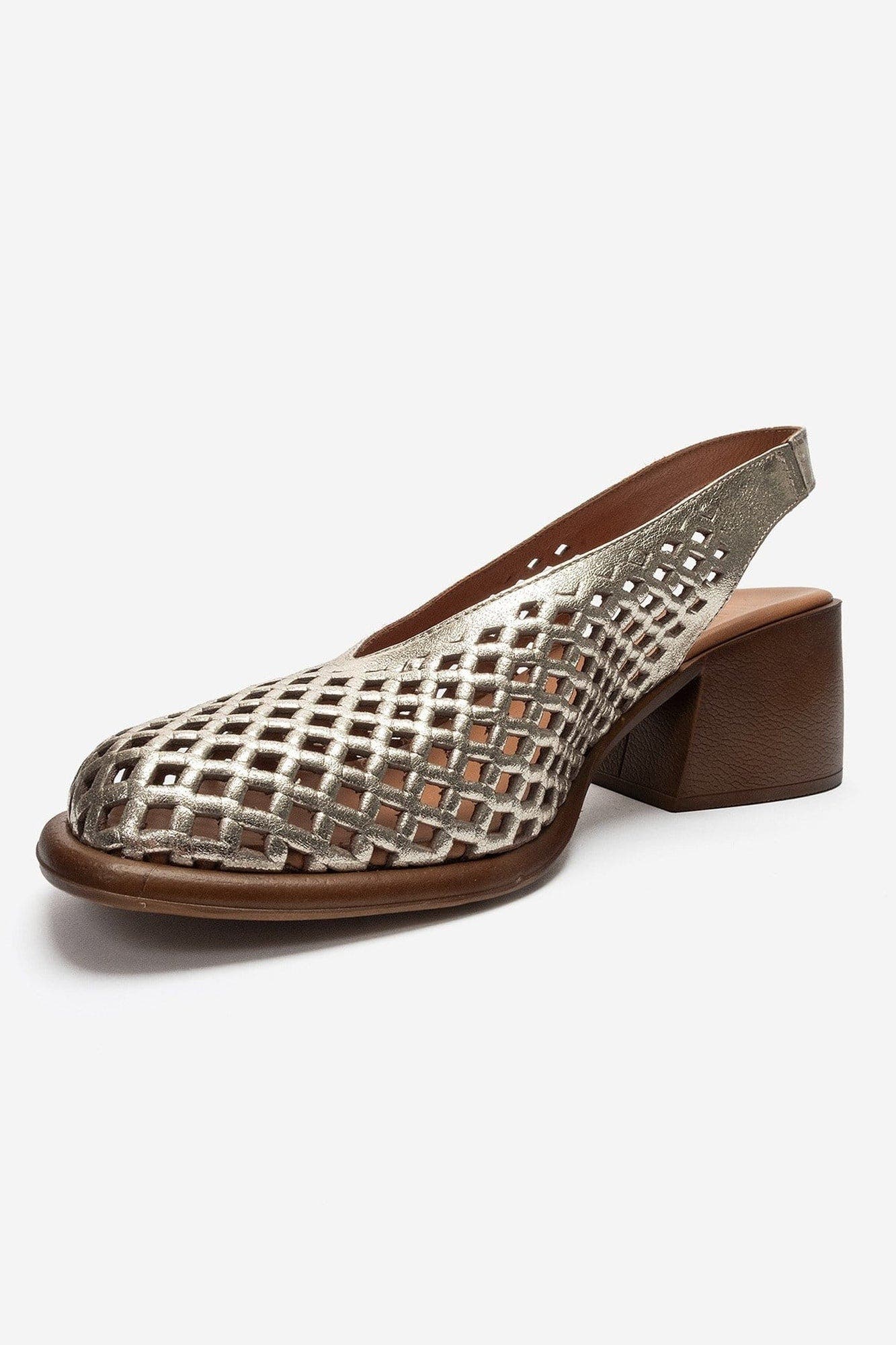 Monvera Block Heel Leather Slingback Sandal, Alternate, color, Gold