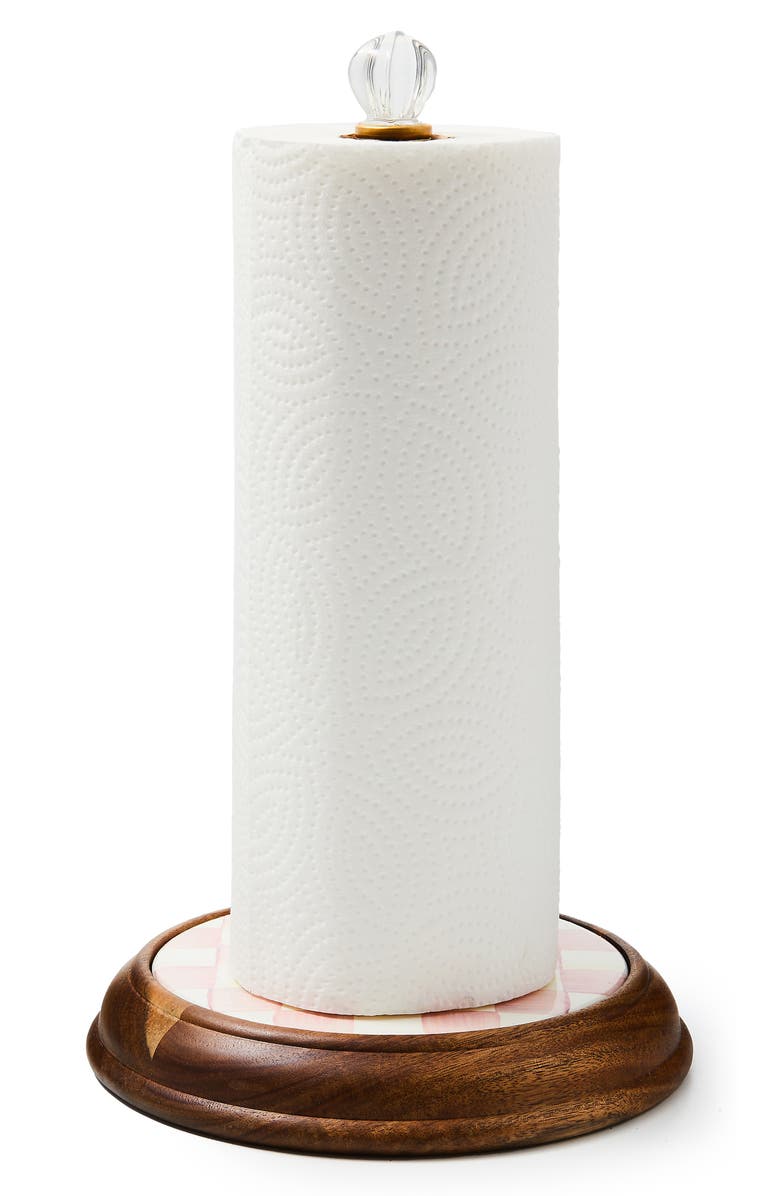 MACKENZIE CHILDS Rosy Check Wood Paper Towel Holder, Alternate, color, Rosy