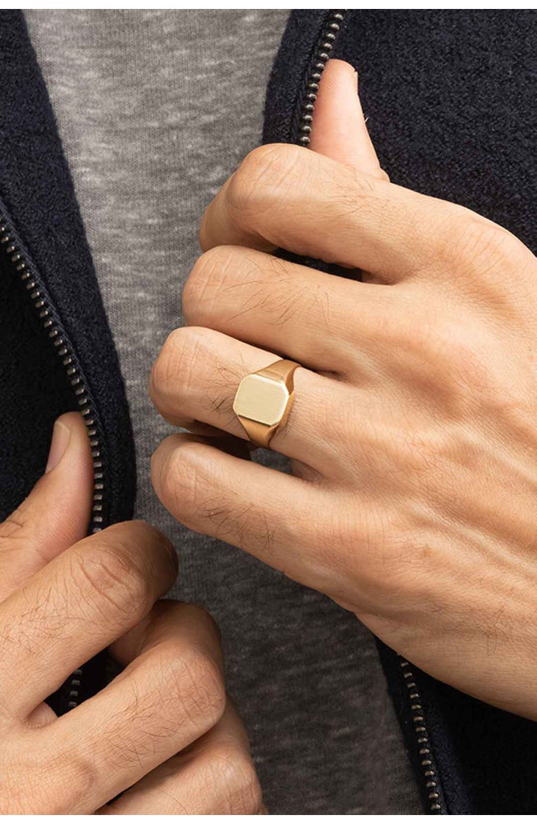 Oradina 10K Gold Duke Signet Bold Ring, Alternate, color, Yellow Gold