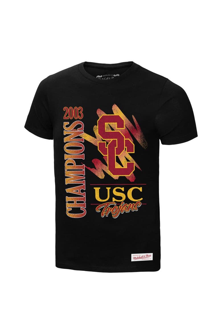 Men's Mitchell & Ness  Black USC Trojans Retro Brush Mineral Wash T-Shirt, Alternate, color, Black