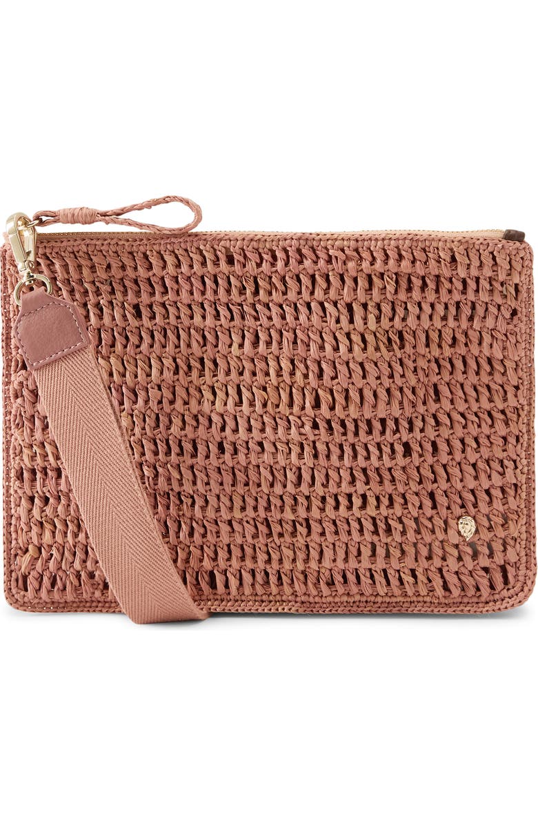 Helen Kaminski Dayani Crochet Raffia Clutch, Main, color, Petal