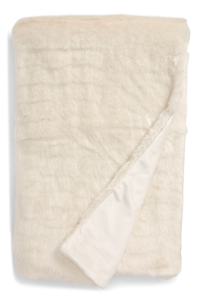 Whisp Faux Fur Throw, Main, color, IVORY