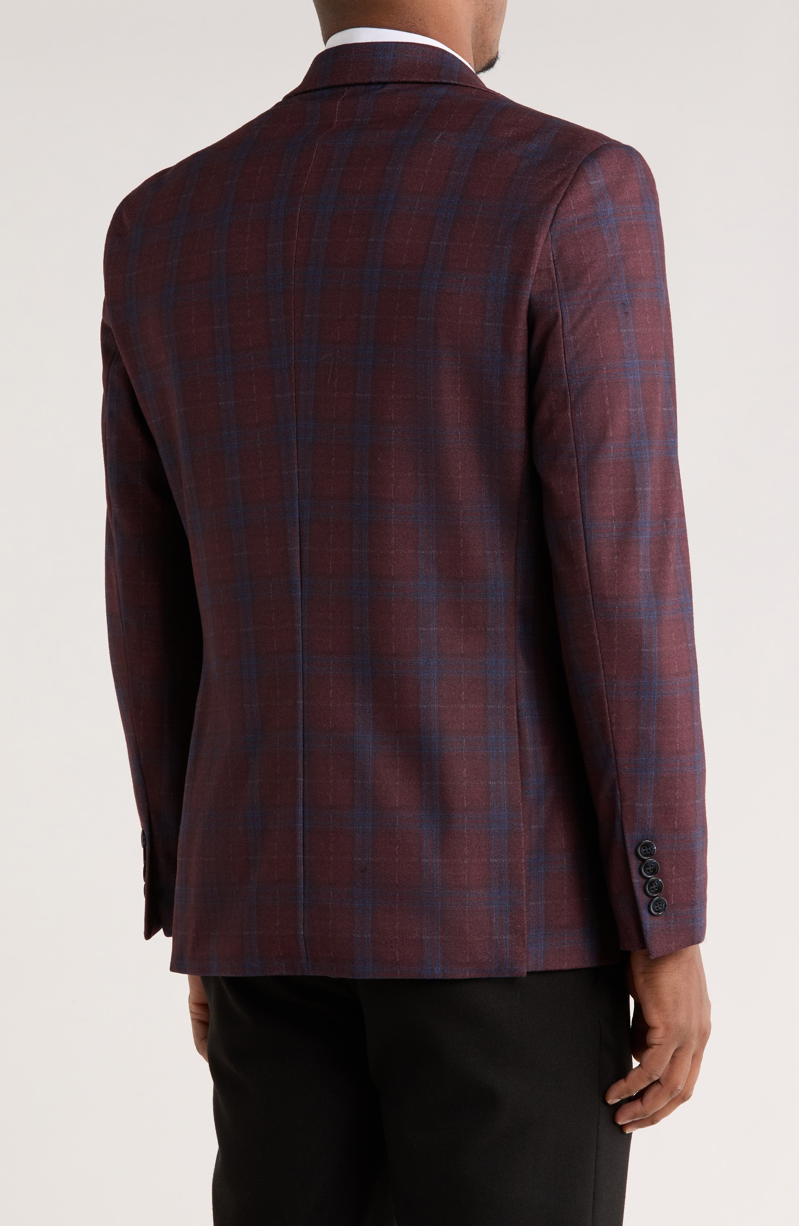 Slim Fit Plaid Stretch Knit Blazer - image 2