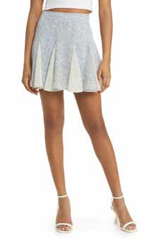 All in Favor Godet Inset Mesh Miniskirt