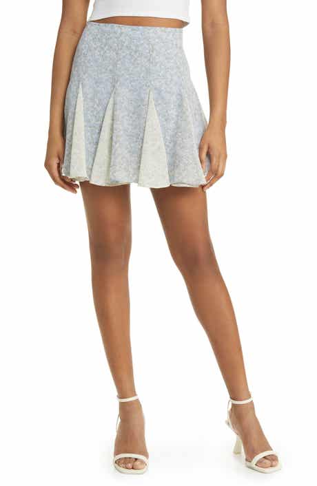 All in Favor Godet Inset Mesh Miniskirt