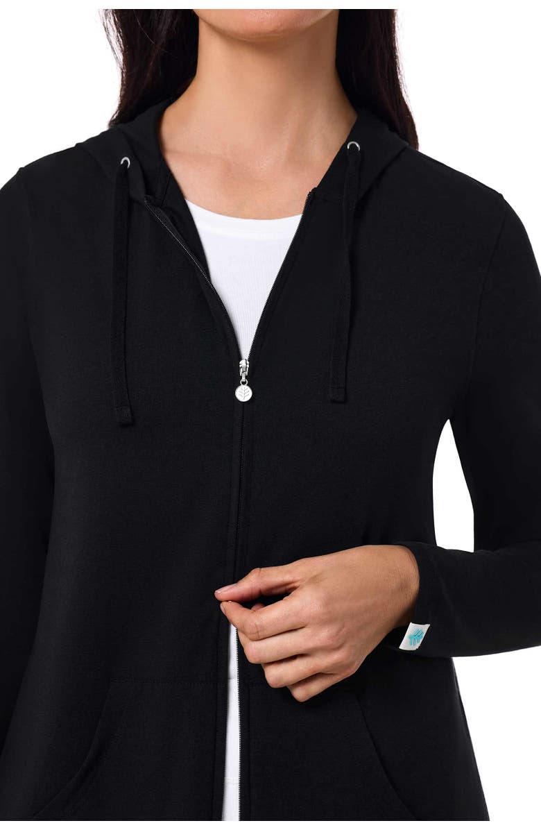 Coolibar Women's Cabana Long Zip-Up Hoodie, UPF 50+ Sun Protection, Alternate, color, Black