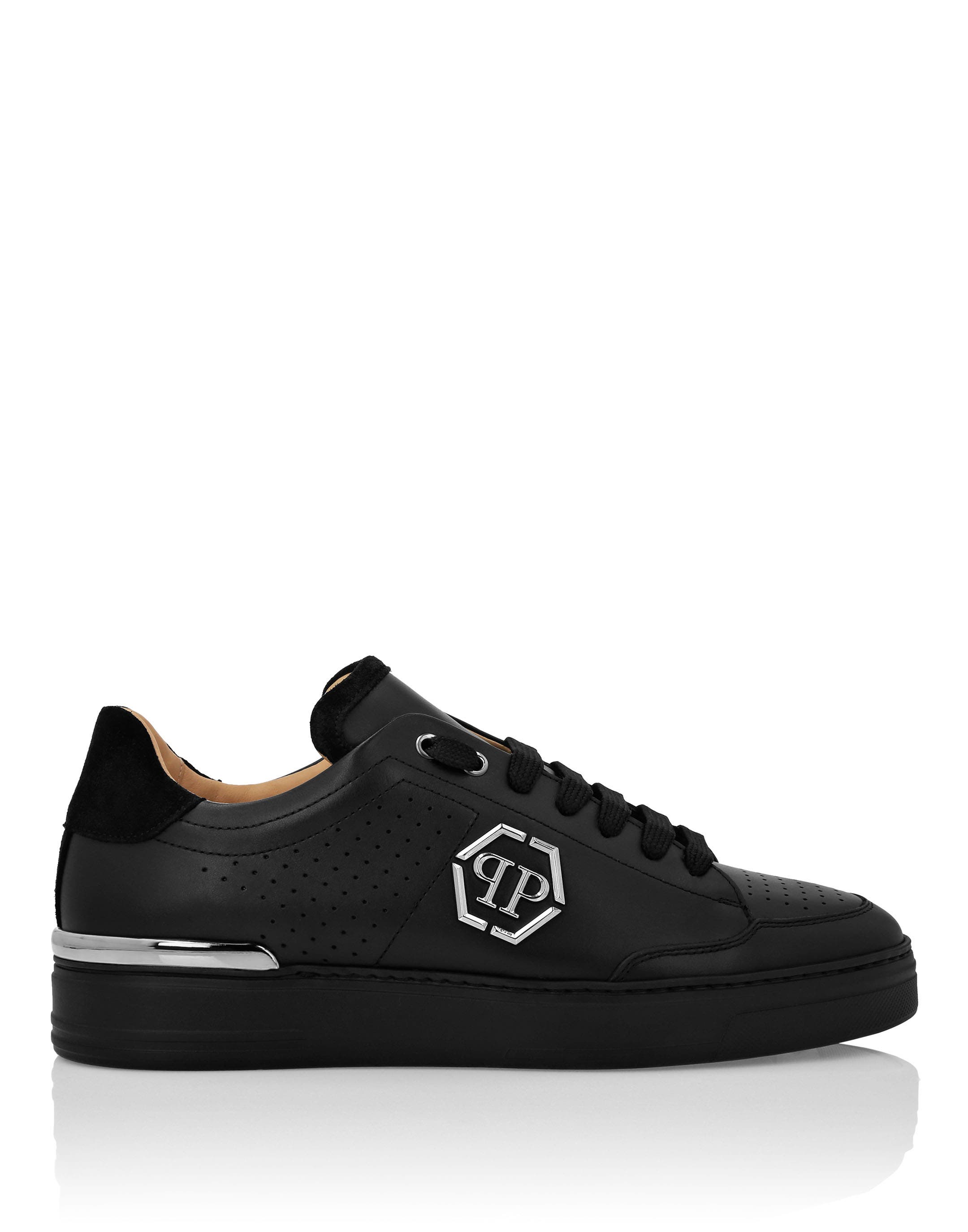 Mix Leather Lo-Top Sneakers Luxe Unisex, Alternate, color, black