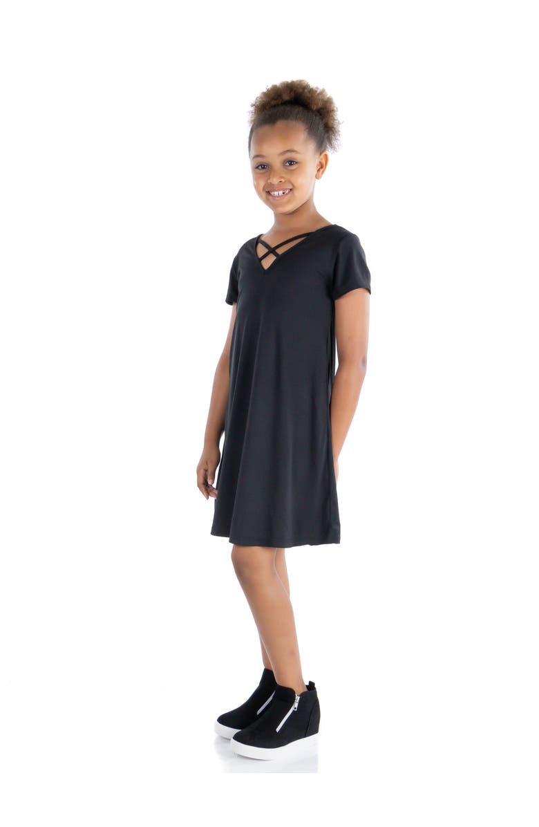 24sevenKid Short Sleeve T Shirt Dress, Alternate, color, Black