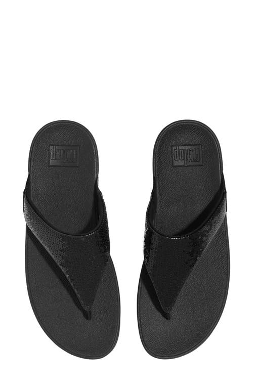 Fitflop Lulu Sequin Flip Flop In All Black