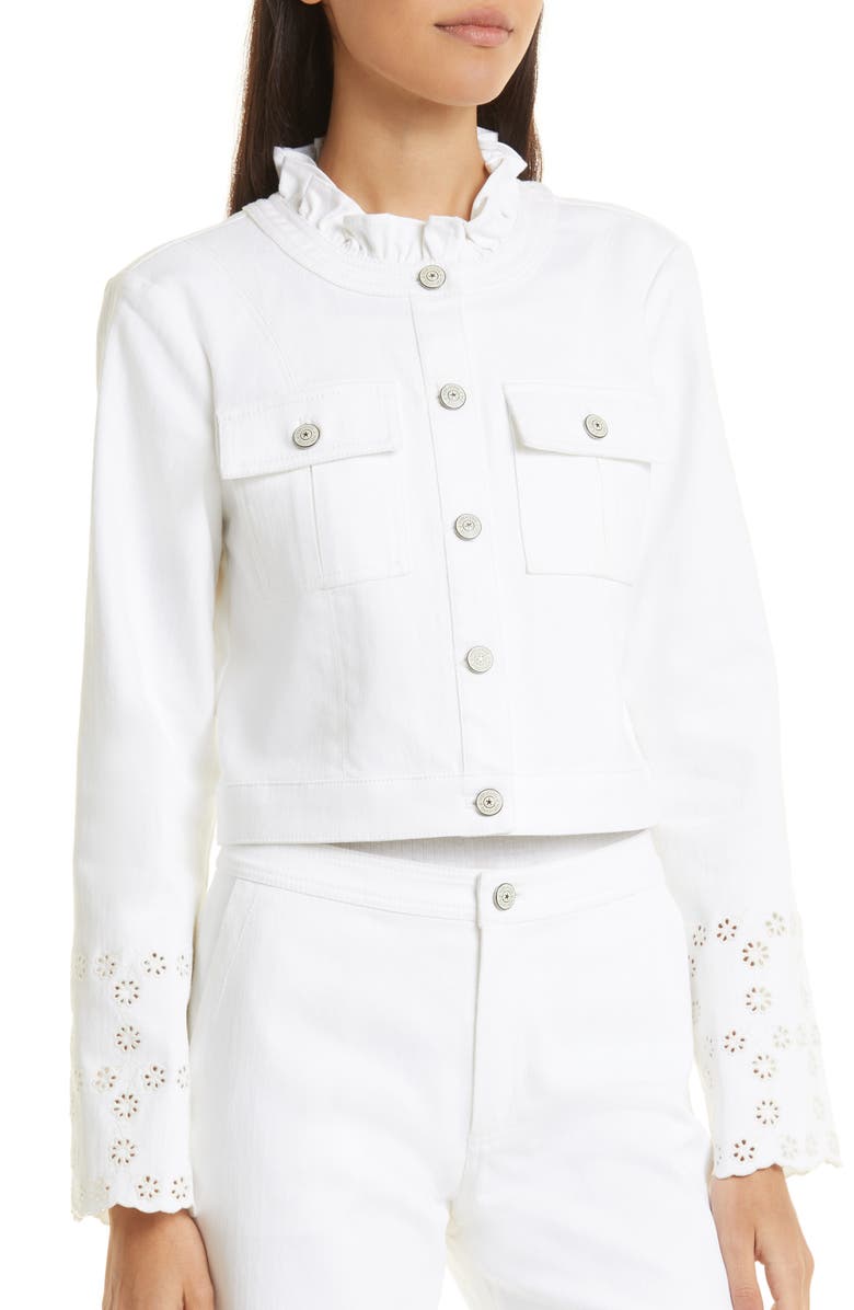 Cinq à Sept Matilde Floral Eyelet Jacket, Alternate, color, 