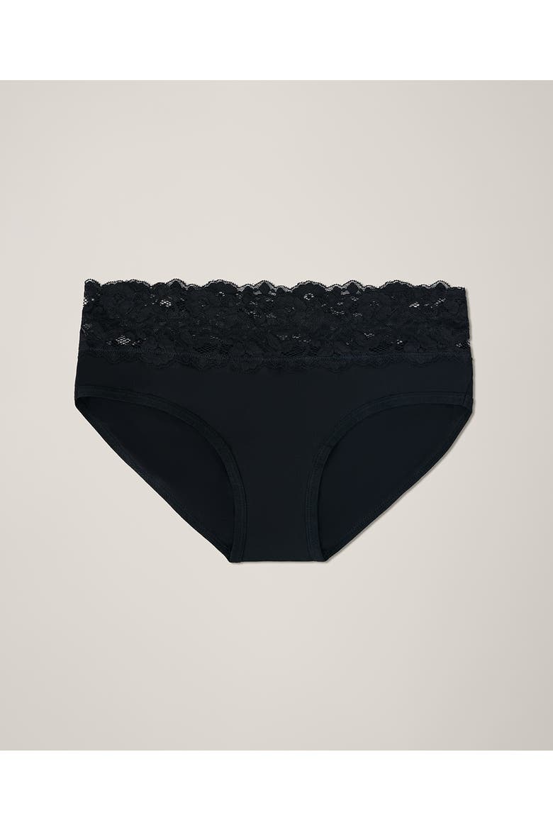Organic Cotton Lace Waist Brief 3-Pack, Alternate, color, Black