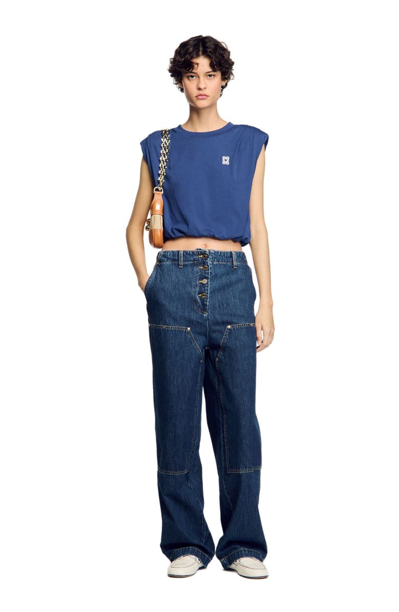 SANDRO Short draped T-shirt, Alternate, color,