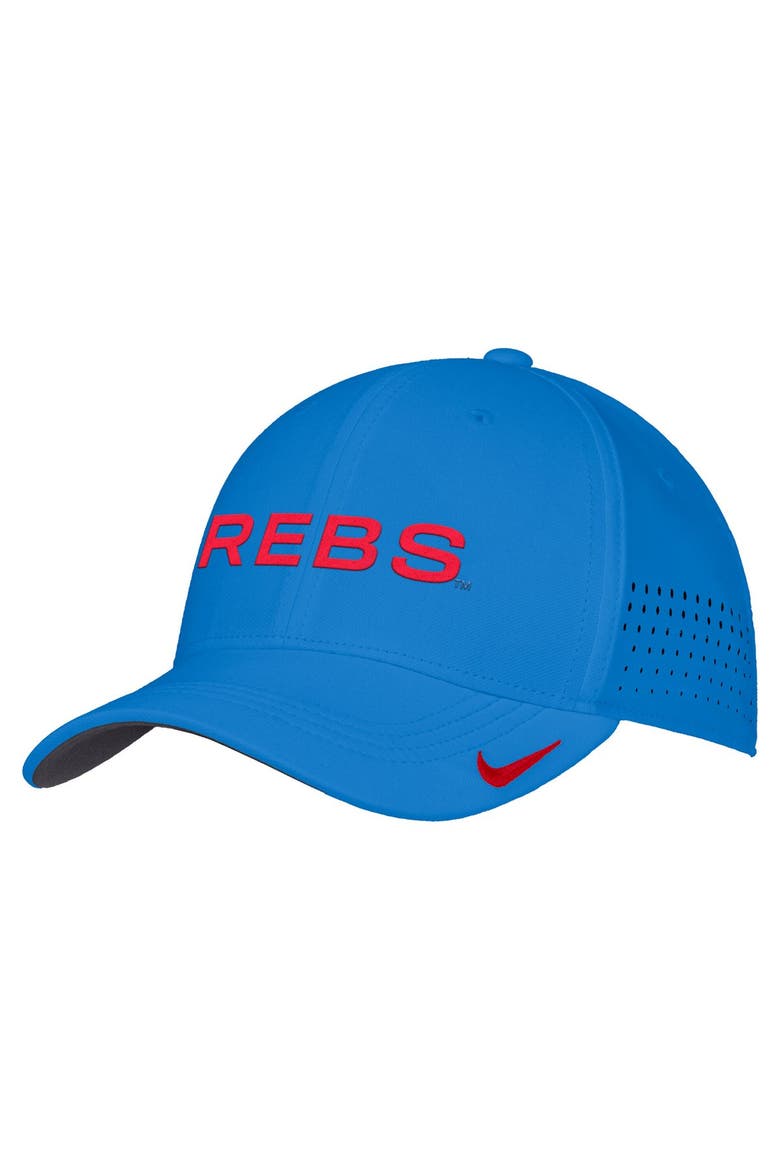 Men's Nike Blue Ole Miss Rebels 2026 On-Field AeroBill SwooshFlex Dri-FIT Hat, Main, color, Blue