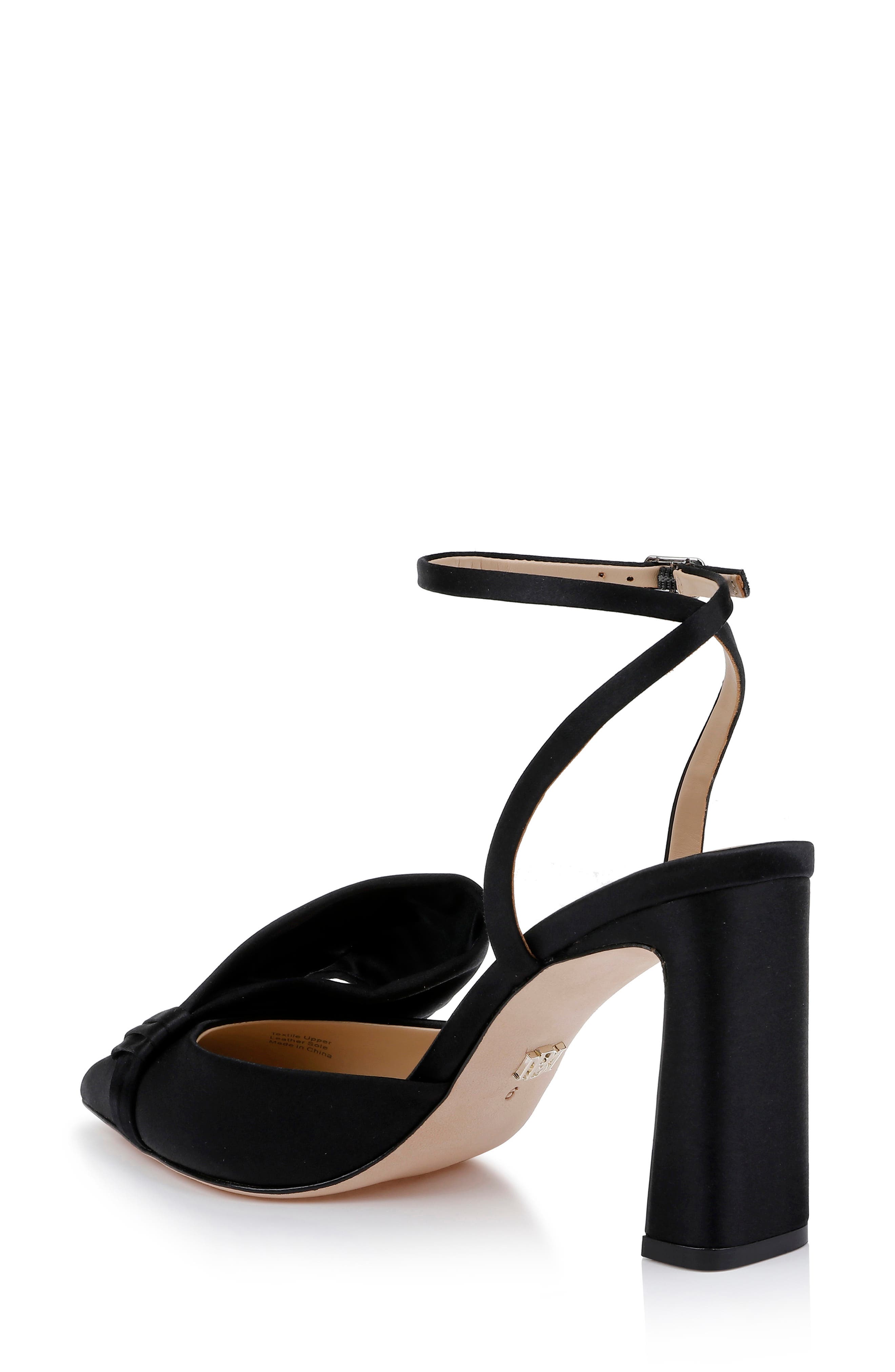 Badgley Mischka Collection Alease Ankle Strap Pointed Toe Pump, Alternate, color, Black Satin