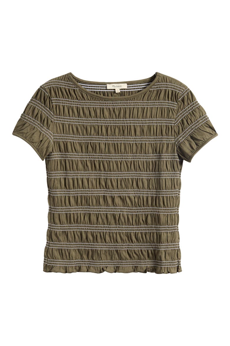 Smocked Short Sleeve Top, Alternate, color, FADED IVY