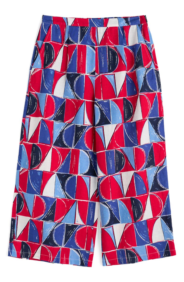 Seasalt Cornwall Peaceful Haven Linen Culottes, Alternate, color, Sail Geo Scarlet