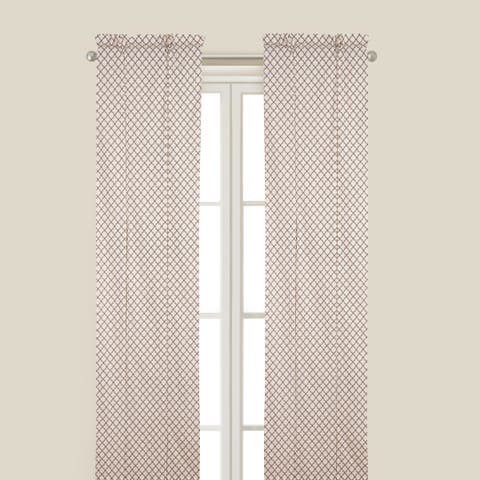 Seraphina Brown Geometric Diamond Cotton Window Curtain Drapery Single Panel