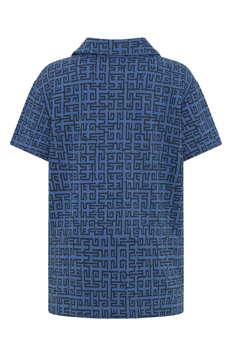 TINY TRIBE Kids' Geo Print Polo, Alternate, color, Slate Blue