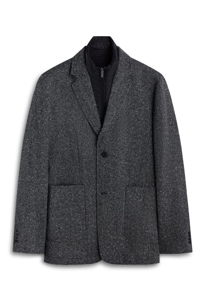 Herringbone Jacket with Removable Bib, Alternate, color, BLACK