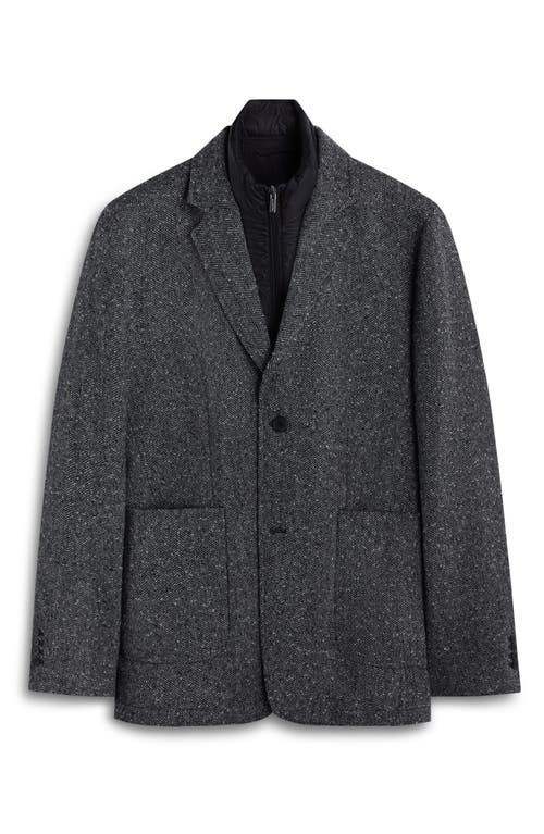 Bugatchi Herringbone Jacket With Removable Bib In Gray