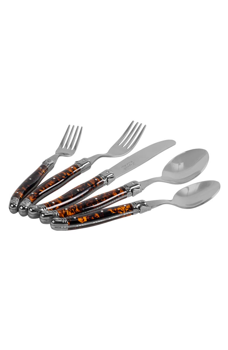 FRENCH HOME 20-Piece Laguiole Connoisseur Flatware Set, Alternate, color, Tortoise Shell