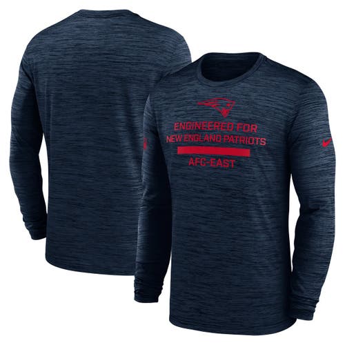 Nike Navy New England Patriots Sideline Velocity Performance Long Sleeve T-shirt In Blue
