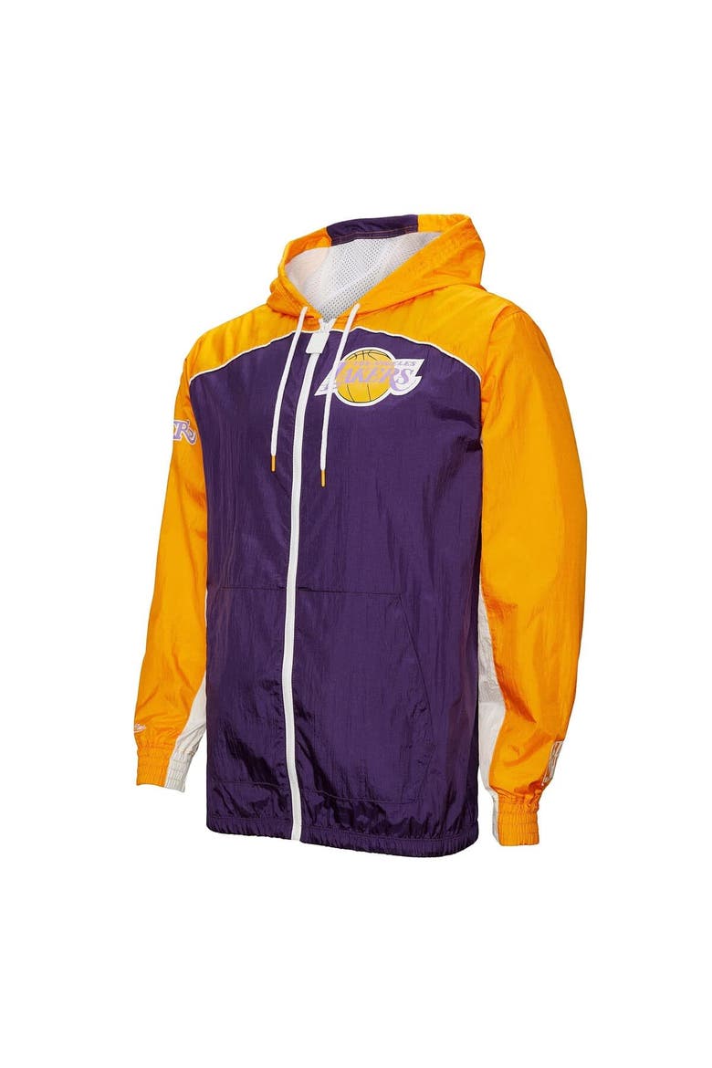 Men's Mitchell & Ness Purple Los Angeles Lakers Hardwood Classics Big Shot Premium Full-Zip Windbreaker Jacket, Alternate, color, Purple