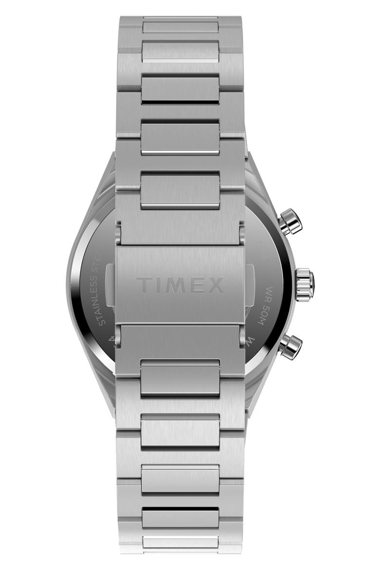 Q Timex Chronograph Bracelet Watch, 36mm, Alternate, color, SILVER/BLUE
