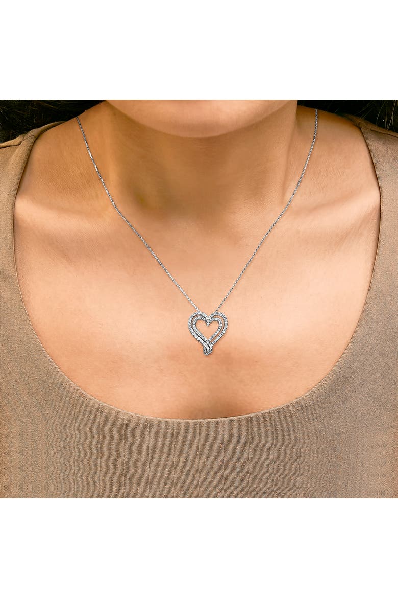 Sterling Silver 1/2 Cttw Diamond Heart Pendant Necklace, Alternate, color, Silver