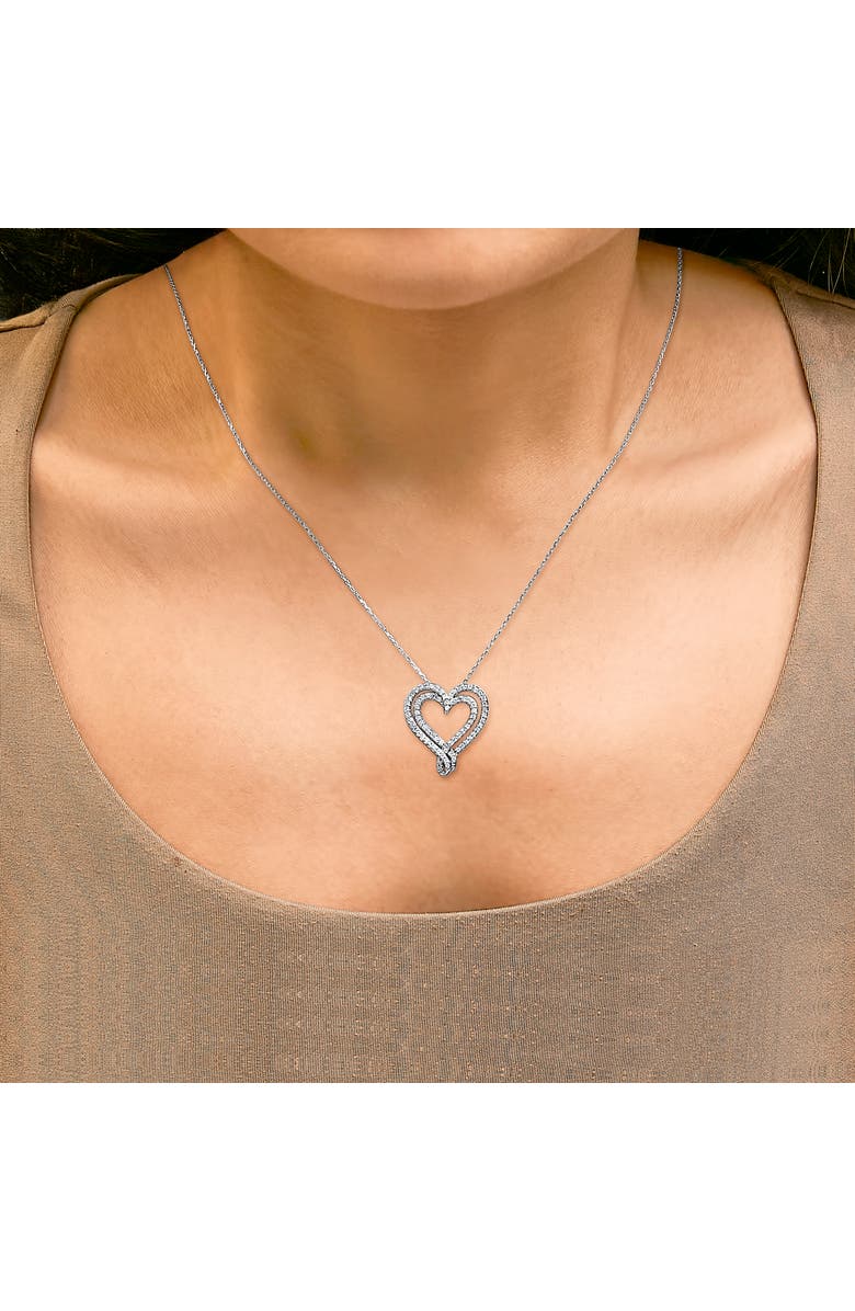 Haus of Brilliance Sterling Silver 1/2 Cttw Diamond Heart Pendant Necklace, Alternate, color, Silver