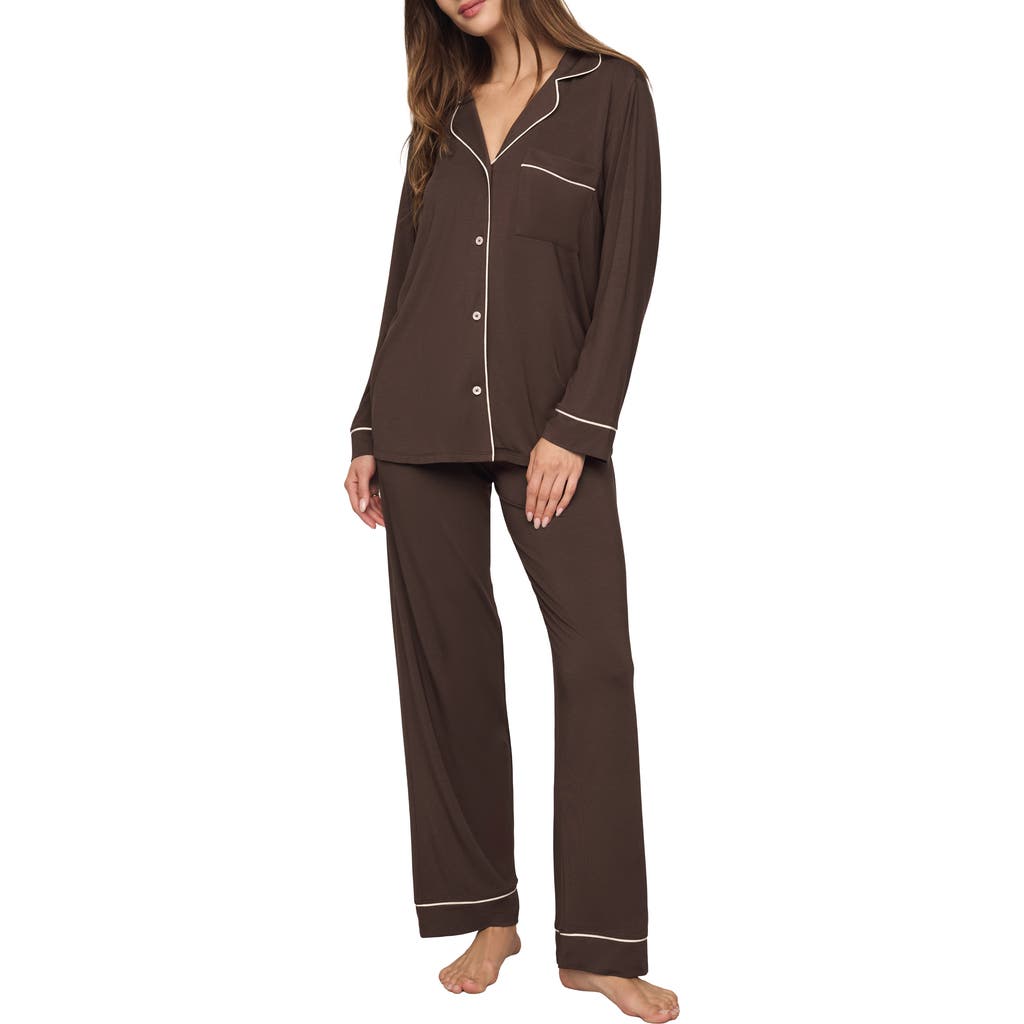 Eberjey Gisele Long Pajamas In Brown