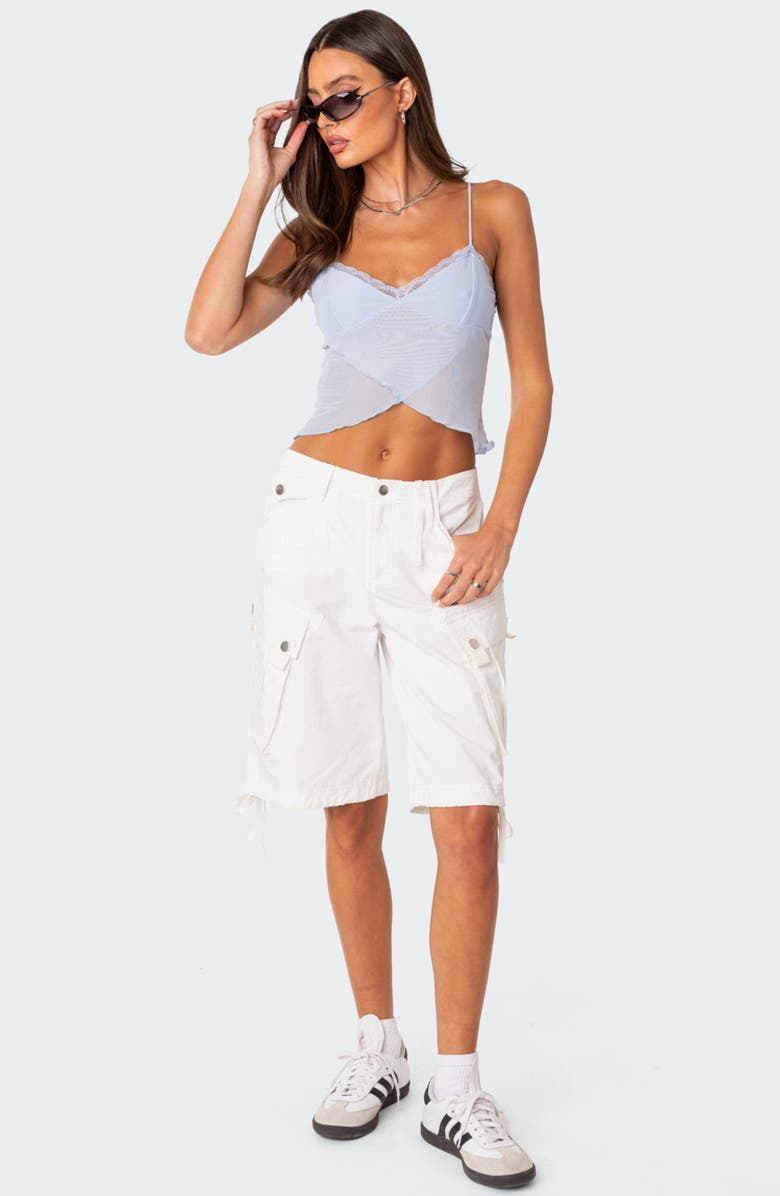 EDIKTED Crossover Mesh Crop Camisole, Alternate, color, Light-Blue