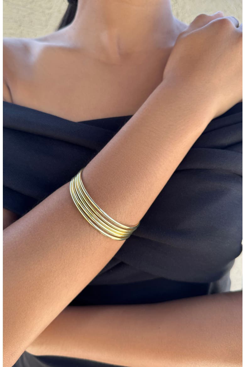 Set of 5 Tube Bangle Bracelets, Alternate, color, GOLD