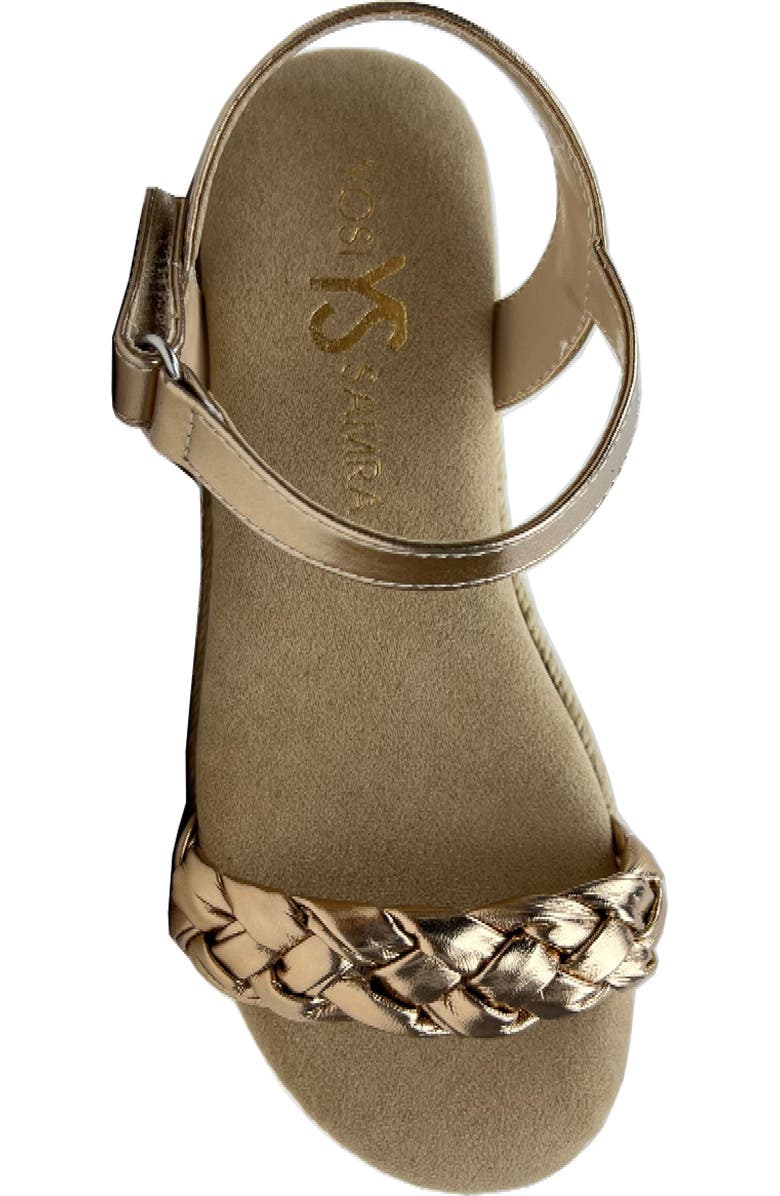 Yosi Samra Kids' Miss April Ankle Strap Espadrille Platform Wedge Sandal, Alternate, color, Light Bronze