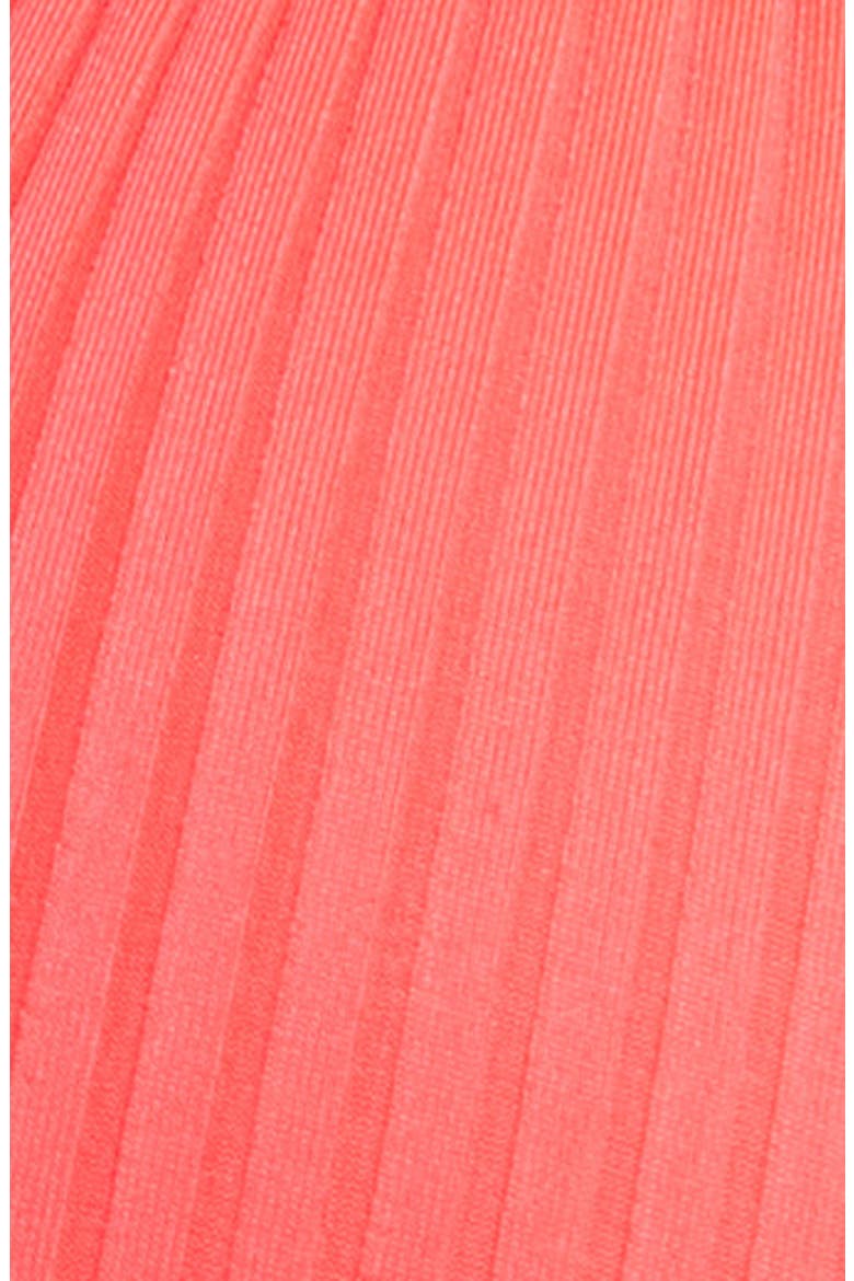 Cosmo Ring Detail Rib Triangle Bikini Top, Alternate, color, CORAL GLOW ECORIB