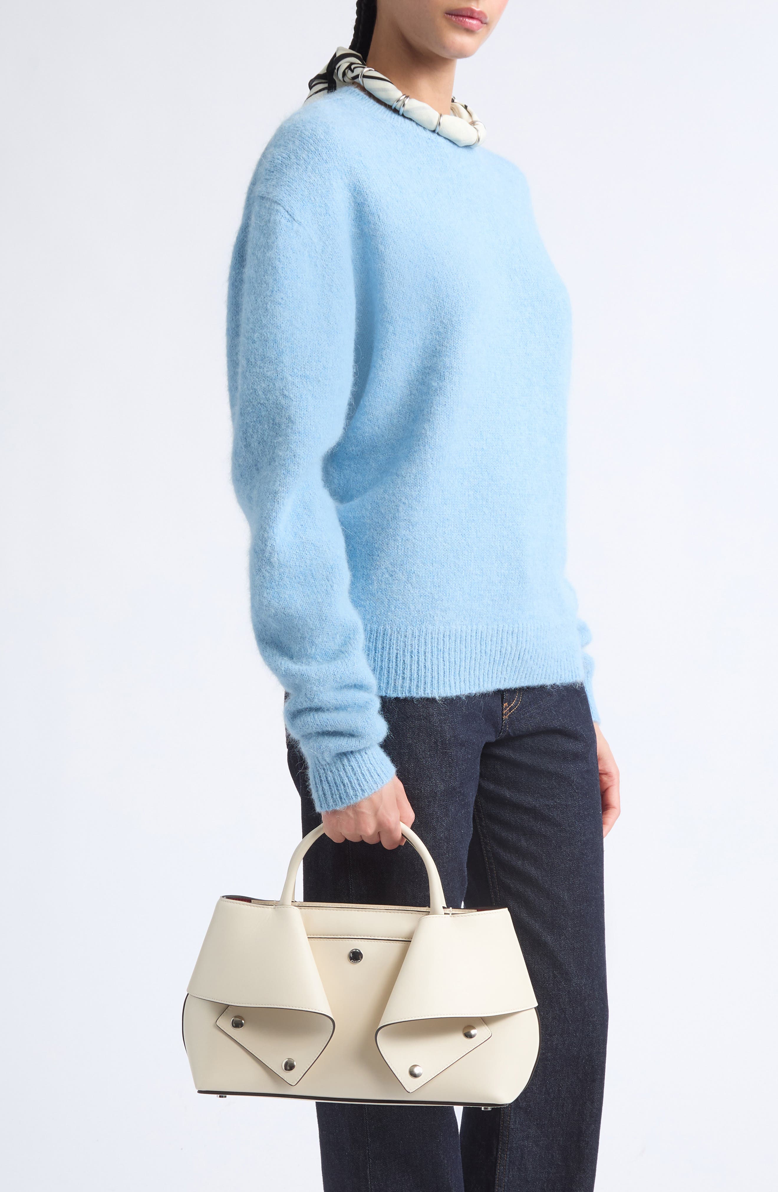 Small Mercer Leather Tote, Alternate, color, STONE/ RED