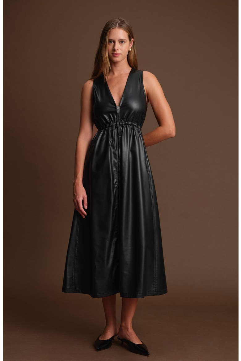 Dominic Faux Leather Maxi Dress, Alternate, color, BLACK