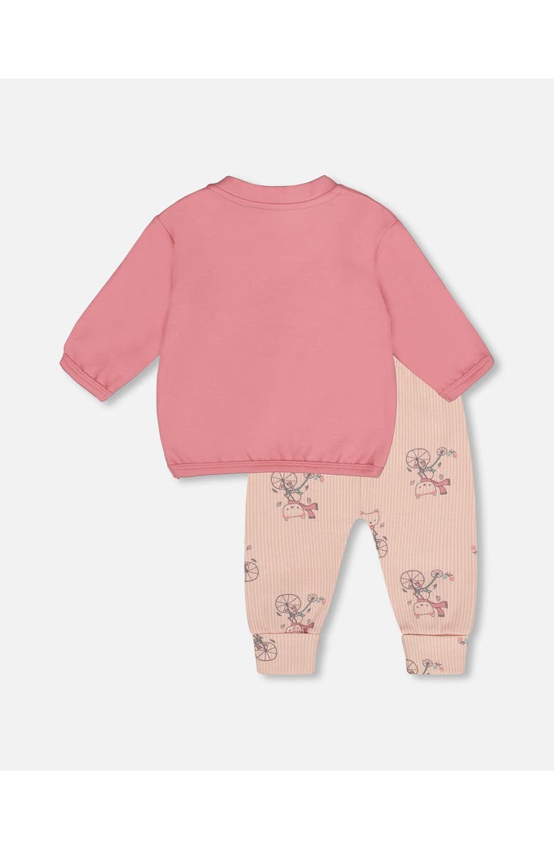 Deux par Deux Organic Cotton Pant with Top Set Cat, Alternate, color, Pink