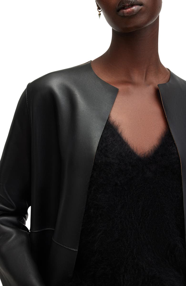 AllSaints Reversible Leather & Suede Long Jacket, Alternate, color, 