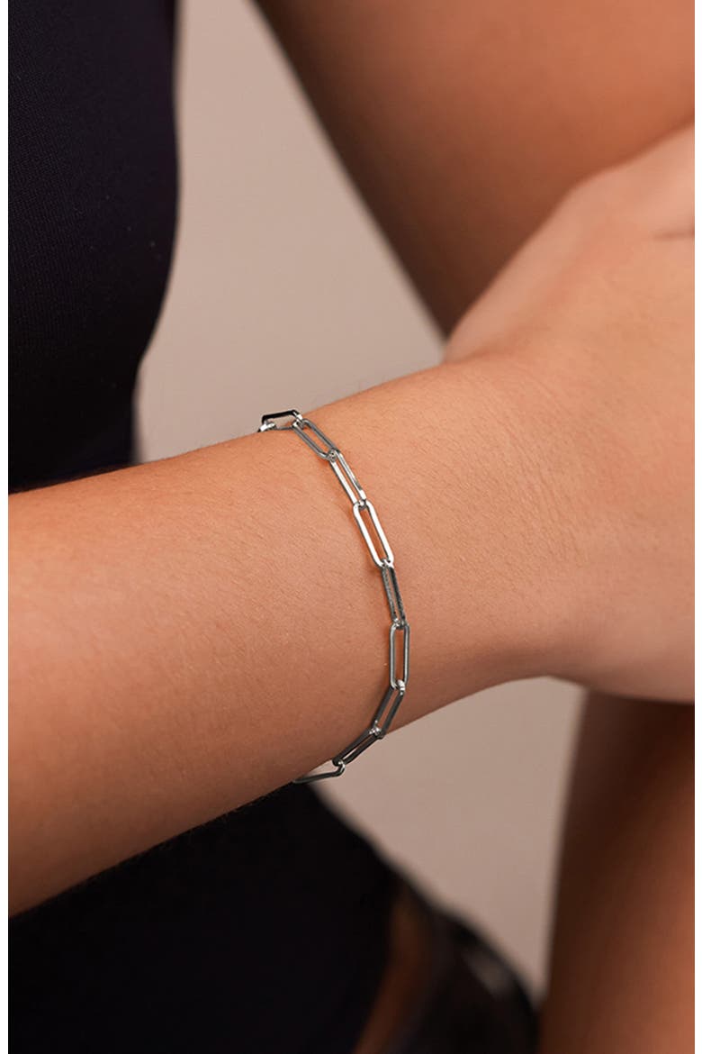 Bold Paper Clip Chain Bracelet, Alternate, color, SILVER