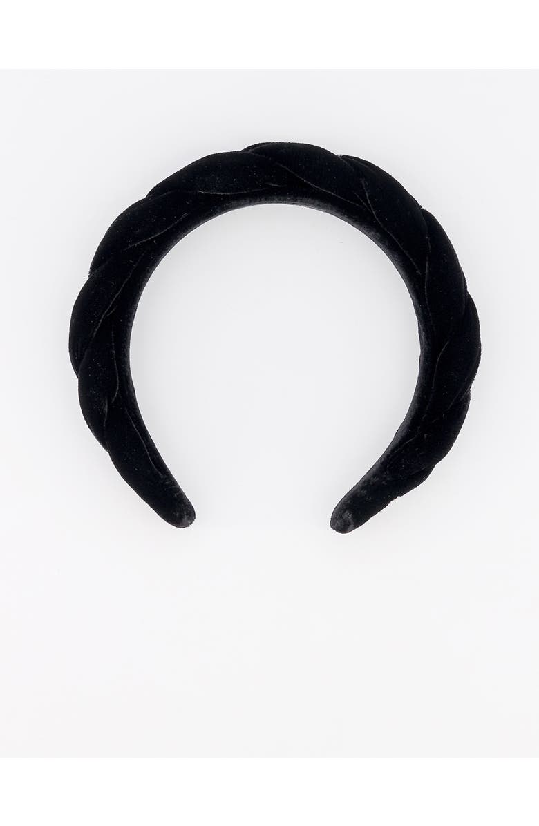 Alexande De Paris Dalhia Velvet Headband, Alternate, color, Black